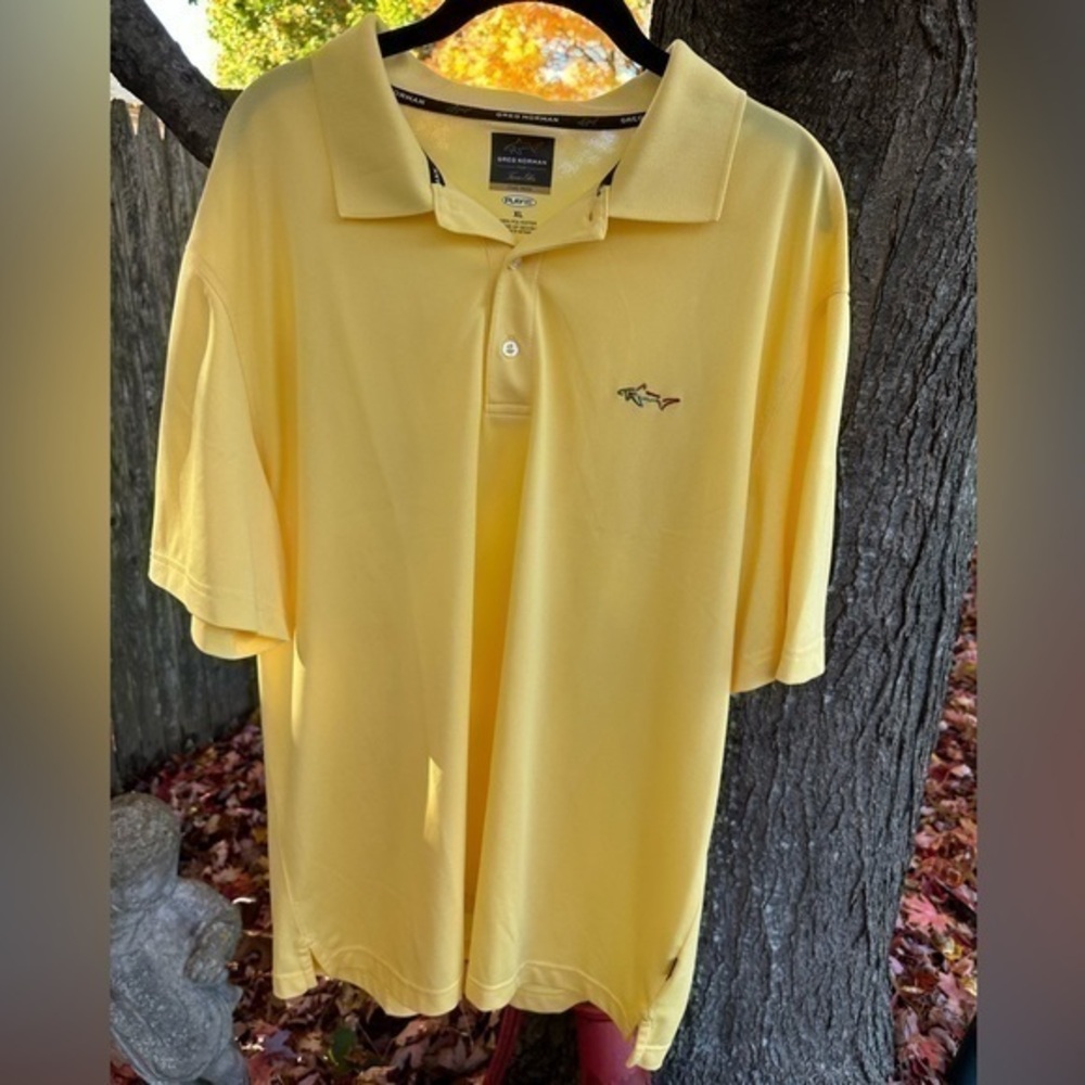 Greg Norman For Tasso Elba Five Iron Play Dry Men’s Yellow Golf Shirt